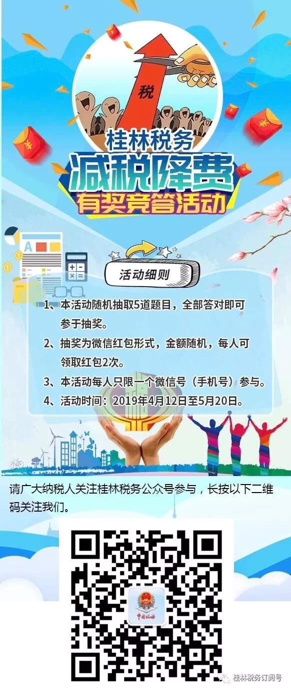桂林税务订阅号减税降费有奖竞答活动抽微信红包奖励